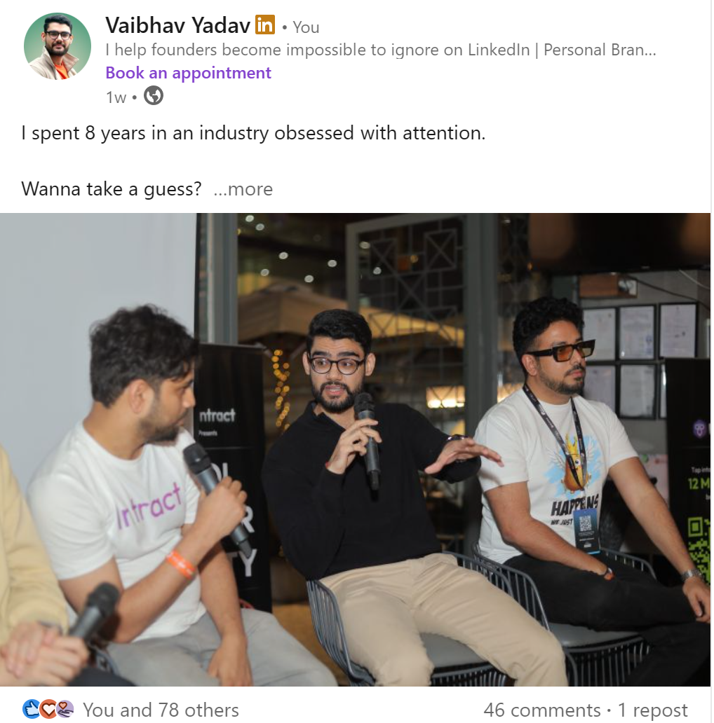 LinkedIn post example demonstrating operator experience narrative